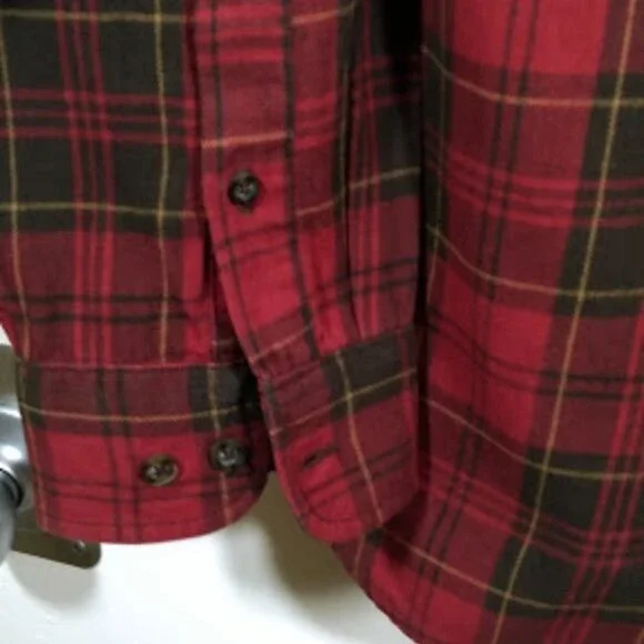 Faded Glory Mens 2XL Red/Black Plaid Long-sleeve Flannel Shirt Button Collar - Picture 8 of 12